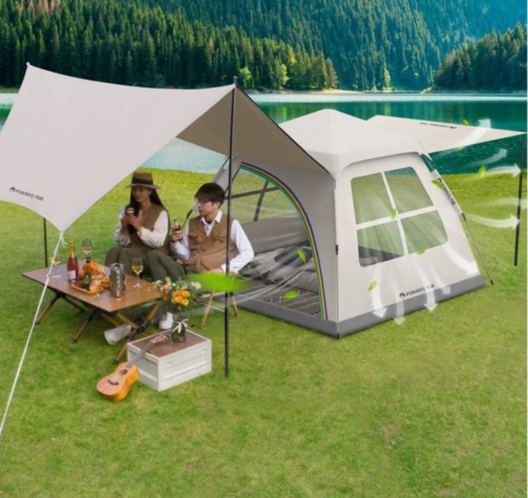 AZIEBAY タープテント 4mx2.9m 簡易テント 頑丈 スチール テント